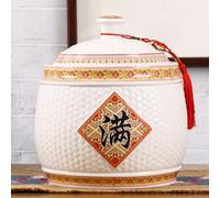 GUQASDV Chinese Rice Pot, Ceramic Rice Bucket with Lid, Large-Capacity Grain Storage Container, Sealed Rice Storage Bucket for Grains Snacks Candy Coffee Beans(Shape2,Capacity: 10kg)