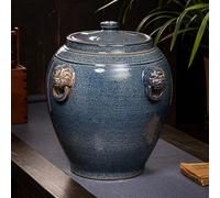 GUQASDV Large Rice Jar, Ceramic Rice Bucket With Lid Airtight Rice Dispenser, Kiln-changed Glaze Technology Rice Storage Container For Rice, Flour, Food(Capacity: 50 kg)