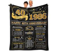 Guqklout 40th Wedding Anniversary Throw Blanket, Decorative Gift for Couple Commemorating 40 Years (40th Anniversary, 60" x 50")