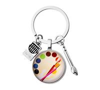 Guqqeuc Best Art Teacher Gifts for Women Men Artist Art Keyring Gifts for Artists Art Birthday Gifts for Best Friend Friendship Christmas Gifts for Art Lovers Paint Brush Keyring Gifts for Painters