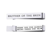 Guqqeuc Brother of the Bride Tie Pin Gift for Brother Wedding Day, Silver Stainless Steel Tie Clip Bar, Engraved Thank You for Always Being There