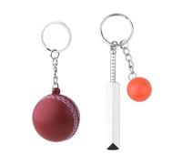 Guqqeuc Cricket Stress Relief Gifts for Son Daughter Birthday Christmas Gifts for Cricket Lovers Fans Cricket Stress Ball Keyring Cricket Gifts for Mum Dad Retirement Gifts Cricket Bat Key Ring 2pcs