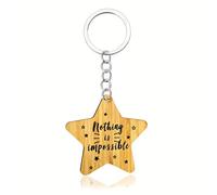 Guqqeuc Encouragement Inspirational Gifts for Daughter Son Wooden Star Keyring Gifts for Best Friend Birthday Friendship Gifts for Women Men Nothing Is Impossible Keyring Gift for Sister Brother