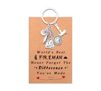 Guqqeuc Firefighter Fireman Christmas Gifts for Men Fire Brigade Keyring Gifts for Son Grandson Fireman Valentines Gifts for Husband Boyfriend