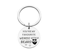 Guqqeuc Funny Christmas Birthday Gifts for Husband Boyfriend Fiance Anniversary Keyring Gifts for Him Men You're My Favourite Weirdo with a Beard Keyring for Boyfriend Funny Gifts for Best Friends