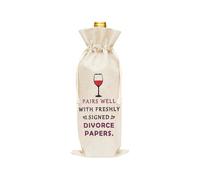 Guqqeuc Funny Divorce Gifts Wine Bag for Women Men Happy Divorce Gifts for Best Friend Break Up Gifts for Her Him Pairs Well with Freshly Signed Divorce Papers Wine Bag Divorce Party Decorations