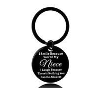 Guqqeuc Funny Niece Gifts from Auntie Uncle Best Niece Keyring Gifts for Niece Birthday Gifts for Women Girls I Smile Because You're My Niece Keyring Gifts for Nieces Niece Birthday Present