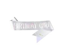 Guqqeuc Glitter Birthday Girl Sash for Women Girls Happy Bday Party Supplies 18th 16th 21st Year Old Sashes for Women, Silver, Large