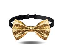 Guqqeuc Gold Sequin Bow Tie for Men Boys Glitter Sparkly Bow Tie for Wedding Party Christmas Bow Ties for Costume Suit Pre Tied Adjustable Bowtie for Dogs Cats Bowtie Gold Christmas Gifts for Men