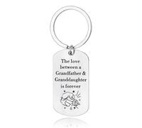 Guqqeuc Grandad Grandfather Keyring Gift for Grandpa Grandad Birthday Christmas Gifts from Granddaughter the Love Between a Grandfather and Granddaughter Is Forever Keychain Gifts for Grandad