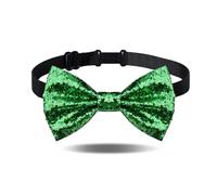 Guqqeuc Green Glitter Sequin Bow Tie for Men Boys Adjustable Pre Tied Bow Tie for Costume Dress Boys Christmas Bowtie for Wedding Party Dogs Cats Christmas Gifts for Men