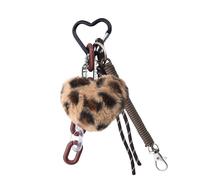 Guqqeuc Leopard Print PomPom Keychain Pom Pom Faux Fur Keyring for Car Keys Bag Accessories Charm Leopard Print Fluffy Keyring for Women Girls Plush Fluffy Key Ring for Bag Handbag Backpack