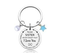 Guqqeuc Little Big Sister Birthday Gifts for Sister Christmas Inspirational Gifts for Women Sister Sis Motivational Encouragement Gifts for Sister Beautiful Girl You Can Do Amazing Things Keyring