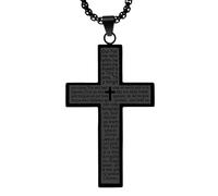 Guqqeuc Men's Cross Necklace with Lord's Prayer Stainless Steel Necklaces Chains for Men Easter Christian Gifts for Father, Zinc, No Gemstone