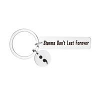 Guqqeuc Mental Health Awareness Depression Gifts for Women Men Semi Colon Keyring Gift for Depressed Friend Encouragement Inspirational Gifts for Daughter Son Storms Don't Last Forever Key Ring