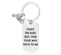 Guqqeuc Motorcycle Keyring Gift for Son Dad Biker Gifts for Men Women, Enjoy the Ride But Find Your Way Back to Me, Dark