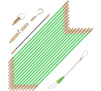 GURADESIGN 23.8 FT Fiberglass Running Electrical Wire Cable Glow Rods Wire Pulling, Fish Rods Electrical Kit with 6 Different Attachments and Fish Tape Wire Puller Kit (Green)