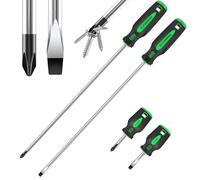 GURADESIGN 4-Piece 12" Long Screwdriver Set Slotted and Phillips, Long & Short Magnetic Screwdriver Set