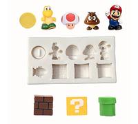Guratapa 9 Hole Super Mario Bros Yoshi Dragon Mushroom Gold Coins Silicone Molds for DIY Fondant Candy Making Chocolate Mold Desserts Gum Clay Biscuit Plaster Resin Cupcake Topper Cake Decor Moulds 2