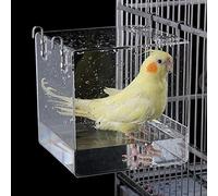 GURECOD Hanging Bird Bath Cube Bird Bathtub Bath Shower Box Bowl Cage Accessory for Little Bird Canary Budgerigar Parrots Crested Myna Cockatiel Lovebird Parakeet Bath (5.1 x 5.1 x 4.3 inch)