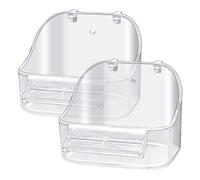 GURECOD Pet Bird Bath Box, Bird Caged Parrot Bathing Tub, Bird Cage Accessory Bathing Tub Bath for Small Brids Parakeet Canary Budgerigar Lovebirds (2PCS Transparent)
