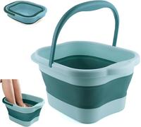 GURECOD Plastic Folding Foot Bath: a Folding Foot Bath with Handles and Acupressure Features, Ideal for Washing feet, Foot Care and Relieving Fatigue (Blue)