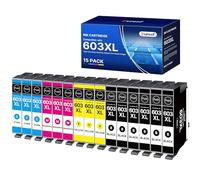 Gureef 603XL Ink Cartridges Replacement for Epson 603XL 603 Ink Cartridges Compatible with Expression Home XP-3100 XP-4100 XP-3105 XP-2100 Workforce WF-2830 WF-2835 Printer(B/C/M/Y, 15-Pack)