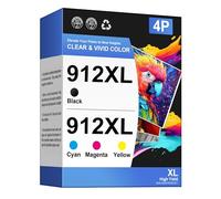 Gureef 912 XL 912XL Ink Cartridges Replacement for HP 912 XL Ink Cartridges Multipack with New Chip for HP OfficeJet Pro 8020 8022 8023 8024 OfficeJet 8010 8012 8014 (Black/Cyan/Magenta/Yellow)