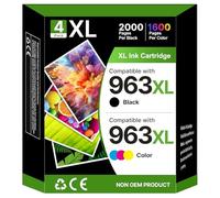 Gureef 963 963XL Ink Cartridges Multipack Compatible for for HP 963XL Pro 9010 9012 9014 9015 9016 9020 9018 Printer (4-Pack, Black Cyan Magenta Yellow)