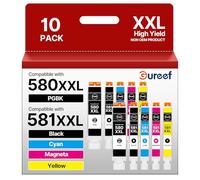 Gureef CLI-581 XXL Ink for Canon 581 Ink Cartridges Compatible with Canon TS705a Ink Cartridges for TS6350 TS6250 TS6351 TS6150 TS6151 TS9550 TS705 TR8550 TS9550 TR7550 (C M Y BK, 10-Pack)