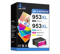Gureef Compatible 953XL Ink Cartridges Multipack for HP 953 953XL Ink Cartridges for HP Officejet Pro 7720 7740 8710 8715 8720 8730 8210 8716 8719 7730 8218 8718 (4-Pack,Black Cyan Magenta Yellow)