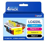 Gureef LC422XL Ink Cartridges for LC422 Ink Cartridges for Brother LC422XL Ink Compatible with Brother MFC-J5340DW MFC-J6540DW MFC-J5345DW MFC-J5740DW MFC-J6940DW (Black Cyan Magenta Yellow)