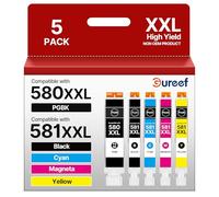 Gureef PGI-580XXL CLI-581XXL Ink for Canon 580 581 Ink Cartridges Compatible with TS705a Ink Cartridges for Canon TS6350 TS6250 TS6351 (5 Pack