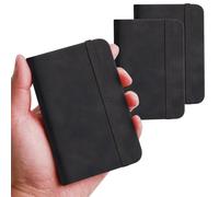 Gurfzcyuoo A7 Notebook, 2 PCS Basics Classic Black Casebound Notebook Pocket Small Notebooks with Elastic Closure, Travel Notebooks Hardback Notepad for Writing and Note-Taking (Black)