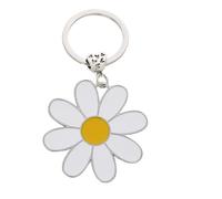 Gurfzcyuoo Cute Daisy Keychain, Enamel Bag Charm, Floral Charm for Purse Keys Metal Keyring Gift, Flower Pendant Key Holders, Bag Accessories, Travel Deco for Women Girls Flower Lovers (White)