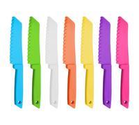 Gurfzcyuoo Plastic Kid Kitchen Knife Set, 7 Pcs Safety Knives for Children Kitchen Knife Set, Reusable Nylon Chef Knife Colorful Serrated Knife for Baking Fruit Bread Cake Lettuce Salad