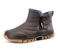 GURGER Snow Boots Mens Waterproof Winter Boots Fur Lined Zip Ankle Walking Booties Warm Fleece Comfortable Anti-Slip Shoes Gray Size 9.5