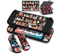 Gurgitat 4in1 Cute Cat for Nintendo Switch OLED Case Protector Switch Oled Game Cases Cartridge Storage Bookshelf Cartoon Girls Boys 24 Game Card Holder Organizer+Skin Controller Dockable Cover for