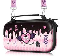 Gurgitat Carrying Case for Nintendo Switch Lite 2019 - Cute Cartoon for Switch Travel Cases with Handle and Strap Portable Storage Carry Protective Hard Shell for Teen Girls Boys, Heart Skull