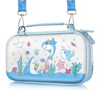 Gurgitat Carrying Case for Nintendo Switch OLED 2021/Switch 2017 - Cute Cartoon for Switch Travel Cases with Handle and Strap Portable Storage Carry Hard Shell for Teen Girls Boys, Blue Shark