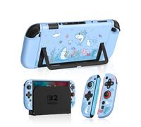 Gurgitat Dockable Case for Nintendo Switch 2 - Cute Cool Cartoon Design Soft TPU Grip Cover for Joy-Con Blue Shark PC for Switch 2 Protective Case 2025 for Boys Teens Girls
