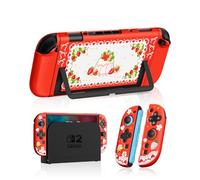 Gurgitat Dockable Case for Nintendo Switch 2 - Cute Kawaii Cartoon Design Soft TPU Grip Cover for Joy-Con Red Strawberry PC for Switch 2 Protective Case 2025 for Girls Boys Teens