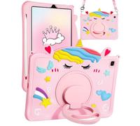 Gurgitat for Galaxy Tab S6 Lite Case - with Pen Holder Cute Cartoon Unicorn Silicone Cover with Rotating Stand & Strap Girly Teens Girls for Samsung Galaxy Tablet S6 Lite 10.4" Cases