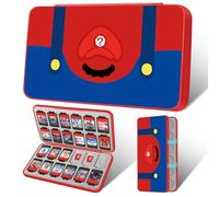Gurgitat Switch Game Case for Nintendo Switch 2 / Switch / OLED / Lite - Cute Portable Storage Holder with 24 Game Card Slots and 24 Micro SD Cards Cartoon Cartridge for Boys Kids, Red Blue