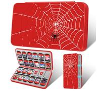 Gurgitat Switch Game Case for Nintendo Switch 2 / Switch / OLED / Lite - Cute Portable Storage Holder with 24 Game Card Slots and 24 Micro SD Cards Cartoon Cartridge for Boys Girls Kids, Red