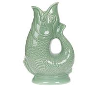 Gurgly Iconic Sage Green Glug Jug Large 28cm 1.4L - Fish Water Jug, Decorative Fish Vase, Ornament, Carafe