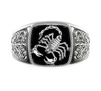 GURIDO 925 Silver Vintage Style Embossed Men's Ring Scorpion Memorial Day Ring Vintage Punk Style Ring Jewelry