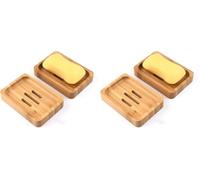 Gurkkst 4 PACK Natural Wooden Bamboo Soap Dish Storage Holder Soap Holder for Bathroom Shower Soap Dish Container Hand Craft for Soap,Sponges and More