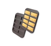 Gurlideo 2PCS Mini Bread Pan Carbon Steel Cake Bread Mold Baking Pan Financier Baking Pan 8-Cavity for Oven Baking Mini Bars, Granola Bar Cornbread