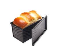 Gurlideo Loaf Pan with Lid Bread Toast Mold for Baking, 1lb Loaf Tins for Baking, Carbon Steel for Toast/Sandwich/Cake Mould - Black